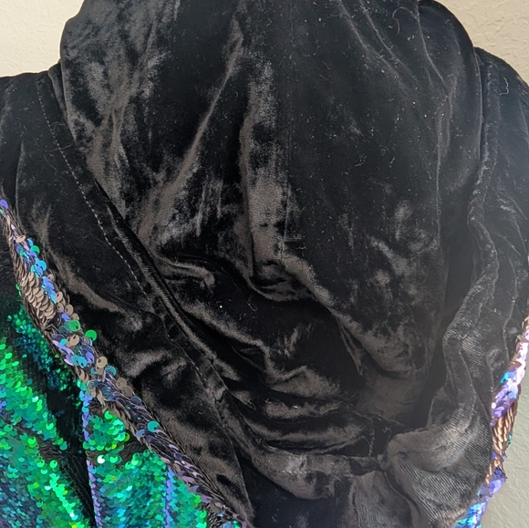 Free People City Lights Oversized Sequin Jacket With Velvet Hood - Picture 7 of 10